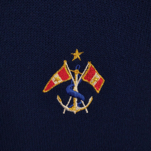 Vtg Southern Lady Women's L Nautical Flag Anchor Navy Sweater Knit Top Maritime - Picture 3 of 5